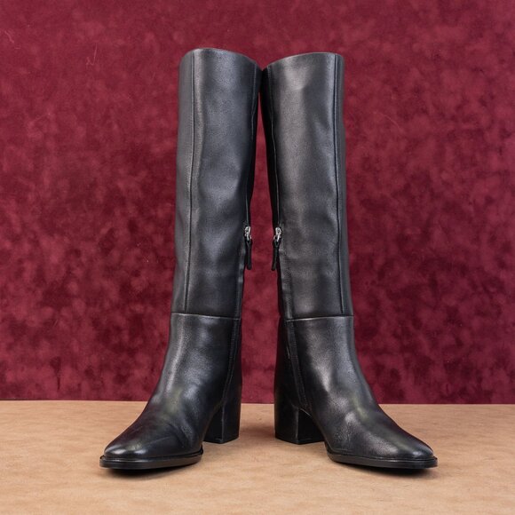 Nordstrom Women Hanna Black Leather Fashion Riding Knee Boots sz 6.5 - Picture 2 of 10